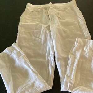 Ann Taylor LOFT 100% Linen Convertible Wide Leg Pants White Size 2